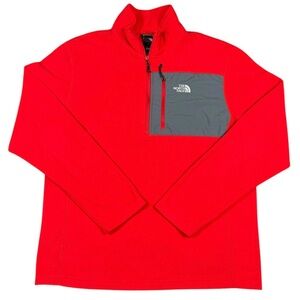 The North Face Men’s Red Lightweight 1/4 Quarter Zip Fleece Jacket Sweater Sz L